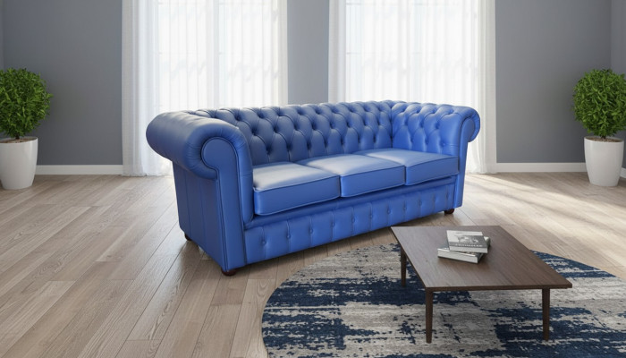 3 Sitzer Blaue Kunstleder Leder Couchen Sofa Polster Couchen Sofas Garnitur Neu