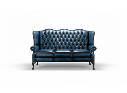 Ledersofa Chesterfield Blaue Leder Sofa Couchen Polster 3 Sitzer Couch Garnitur