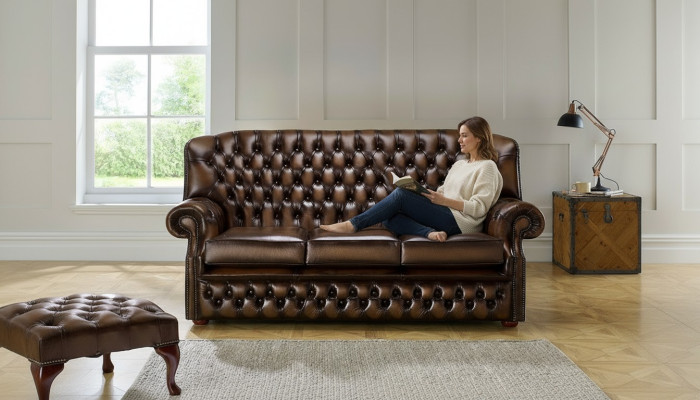 3 Sitzer Couch Polster Chesterfield Sofa Couchen Sitz Garnitur Neu Antik Braun
