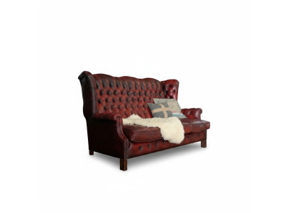 3 Sitzer Sofa Couch Sitz Garnitur Hohe Rückenlehne Chesterfield Leder Polster