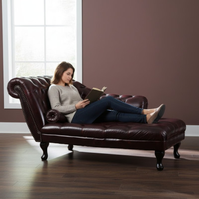 Chesterfield Rot Chaise Lounge Designer Liege Leder Sofa Chaiselongues Couch Neu