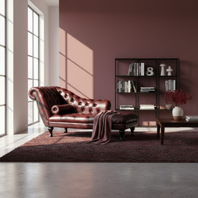 Chesterfield Rot Chaise Lounge Designer Liege Leder Sofa Chaiselongues Couch Neu