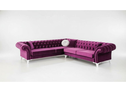 Ecksofa Ledersofa Sofa Polster Eck Couch Garnitur Sitz Design Pink Chesterfield