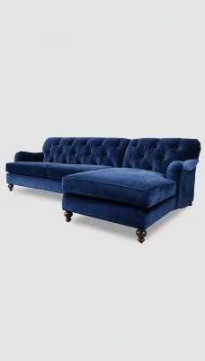 Ecksofa Sofa Couch Polster Blaue Chesterfield Eck Garnitur Couchen Sitz Textil