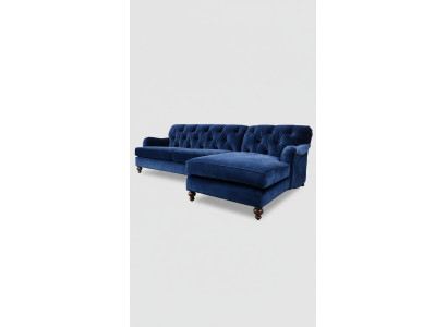Ecksofa Sofa Couch Polster Blaue Chesterfield Eck Garnitur Couchen Sitz Textil