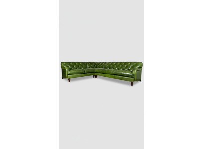 Ecksofa Ledersofa Grün Polster Eck Couch Garnitur Sitz Design Chesterfield Grün