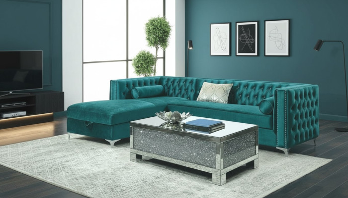 Ecksofa Chesterfield Textil Samt Polster Sofa Couch Sitz Eck Garnitur Turkis