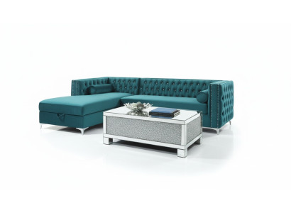 Ecksofa Chesterfield Textil Samt Polster Sofa Couch Sitz Eck Garnitur Turkis