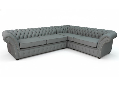 Ecksofa Graue Chesterfield Leder Sofa Couchen Polster Sitz Eck Garnitur Sofas