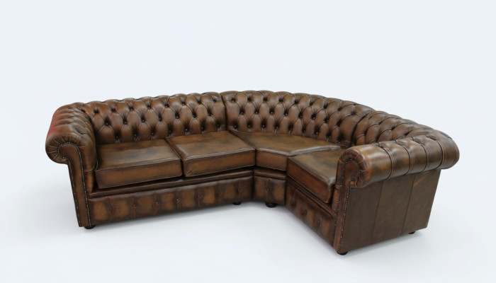 Ecksofa Ledersofa Braun Polster Eck Couch Garnitur Sitz Design Chesterfield