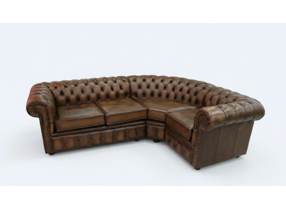 Ecksofa Ledersofa Braun Polster Eck Couch Garnitur Sitz Design Chesterfield