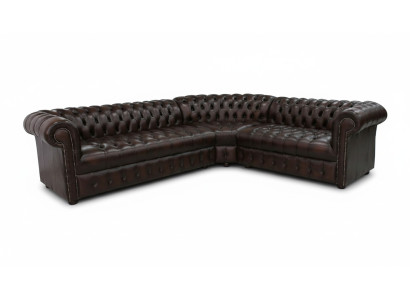 Ecksofa Ledersofa Dunkelbraun Polster Eck Couch New Garnitur Design Chesterfield