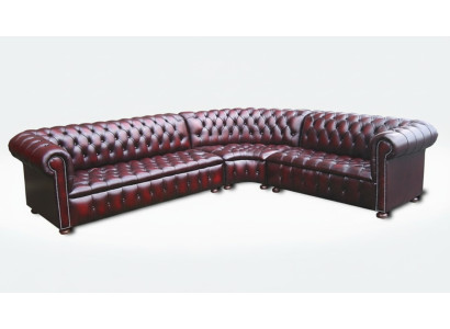 Ecksofa Kirsche Ledersofa Polster Eck Couch Garnitur Sitz Design Chesterfield