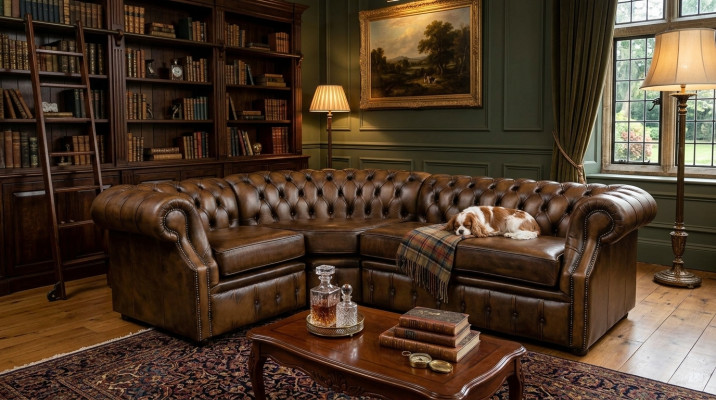 Ecksofa Chesterfield Polster Couchen Sitz Polster Garnituren Antik Braun Ecke