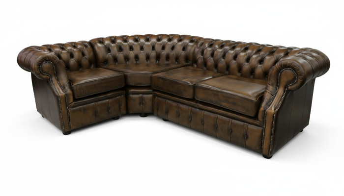 Ecksofa Chesterfield Polster Couchen Sitz Polster Garnituren Antik Braun Ecke