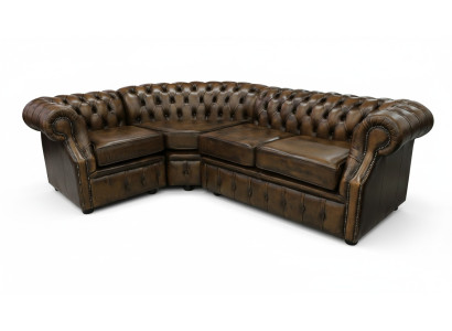 Ecksofa Chesterfield Polster Couchen Sitz Polster Garnituren Antik Braun Ecke