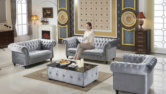 3+2+1 Sofagarnitur Samt Stoff Couchen Polster Garnitur Sofas Couch Designer Neu