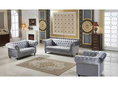 3+2+1 Sofagarnitur Samt Stoff Couchen Polster Garnitur Sofas Couch Designer Neu