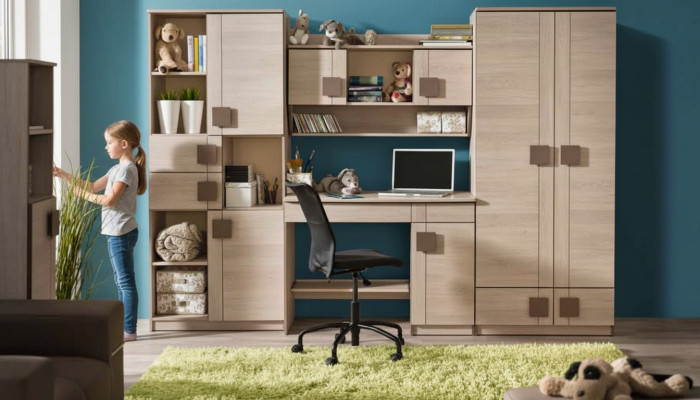 Büro Set Wandregal Schreibtisch Regal Schrank Jugendzimmer Büro Zimmer Neu 5tlg