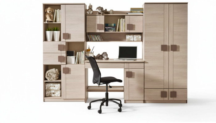 Büro Set Wandregal Schreibtisch Regal Schrank Jugendzimmer Büro Zimmer Neu 5tlg
