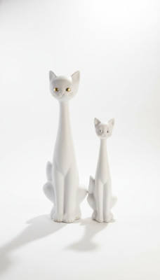 2x Katze XXL Design Katze Dekoration Figur Skulptur Deko Statue Figuren Statuen