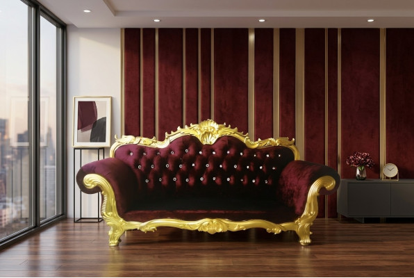 Thron Sofa Königlicher Chesterfield Polster Samt 3 Sitzer Antik Stil Sofas Neu