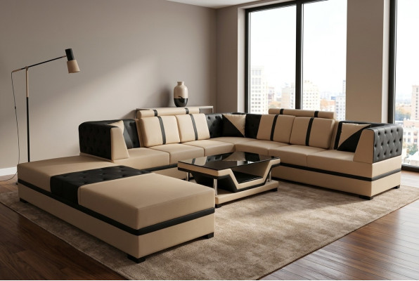 Leder Eck Sofa Couch Polster Sitz Wohn Landschaft Modern Design Möbel
