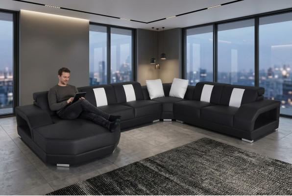 Leder Sofa Couch Wohnlandschaft Eck Garnitur Design Modern Couch