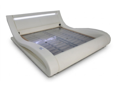 Luxus Leder Design Polster Betten Doppel Modernes Beleuchtet Ehe Bett