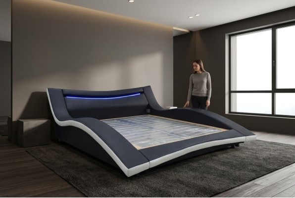 Luxus Design Leder Doppel Hotel Bett Gepolstertes Ehe Moderne Betten Gestell Neu