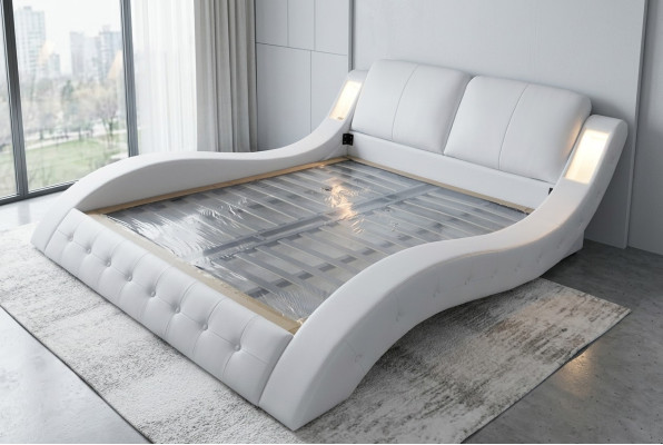 Design Luxus Bett Polster Ehe Hotel Moderne Betten Leder 140/160/180/200 LB8824