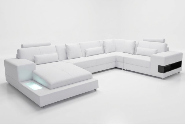 Ledersofa Couch Wohnlandschaft Eck Garnitur Design Modern Sofa U-Form L6014