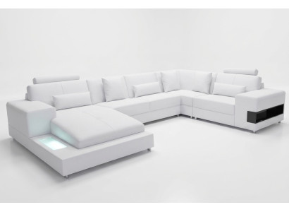 Ledersofa Couch Wohnlandschaft Eck Garnitur Design Modern Sofa U-Form L6014