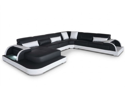 Leder Sofa Couch Wohnlandschaft Eck Garnitur Design Modern Sofas U-Form Couchen