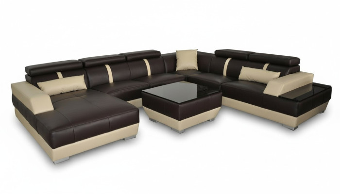 Ledersofa Wohnlandschaft Eck Garnitur Design Modern Sofa Dekorative U-Form