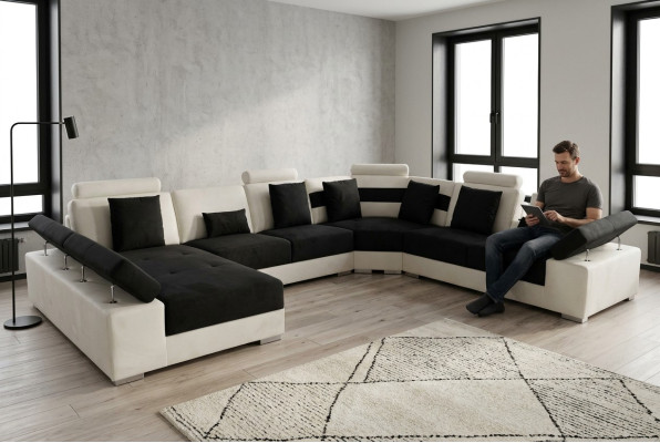 Ledersofa Couch Wohnlandschaft Eck Garnitur Design Modern Sofa U-Form K5014 Neu