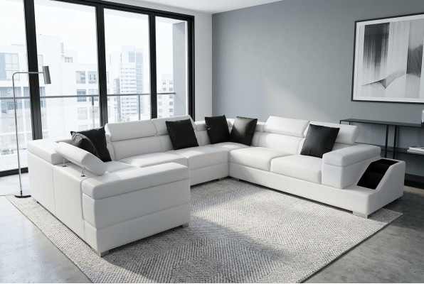 Ledersofa Couch Wohnlandschaft Eck Garnitur Design Modern Sofa U-Form K5006