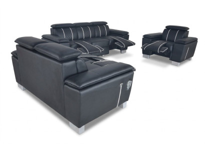 Ledersofa Couch Wohnlandschaft Eck Garnitur Design Modern Sofa 3+2+1