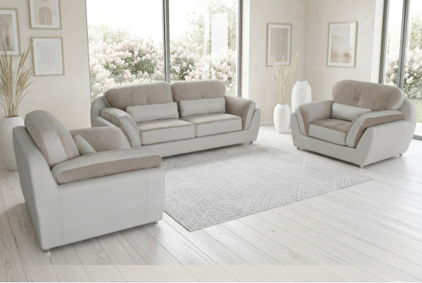 Leder Textil Sofa Polster Sitz Set Garnitur Design Sofagarnitur 3+1+1 Sessel