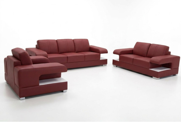 Ledersofa Couch Wohnlandschaft Garnitur Design Modern Sofagarnitur 3+2+1 G8028D