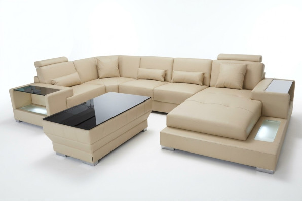 Ledersofa Wohnlandschaft Garnitur Design Modern Ecke Sofa U-Form G8023