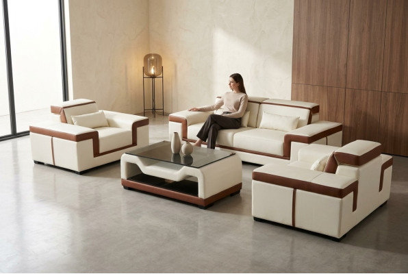 3+2+1 Sofa Couch Polster Leder Stoff Couchen Sofas +Tisch Komplett Garnitur Neu