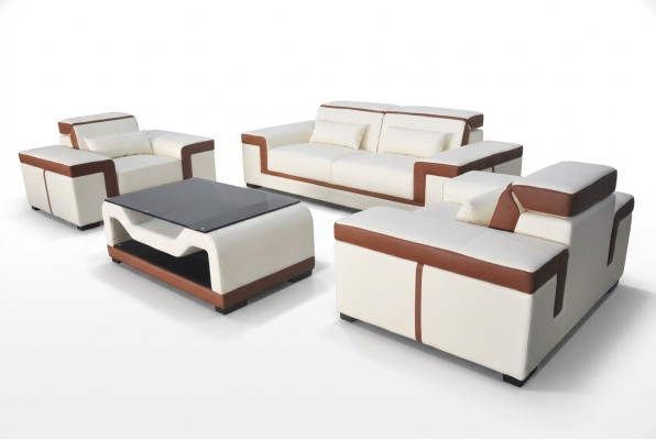 3+2+1 Sofa Couch Polster Leder Stoff Couchen Sofas +Tisch Komplett Garnitur Neu