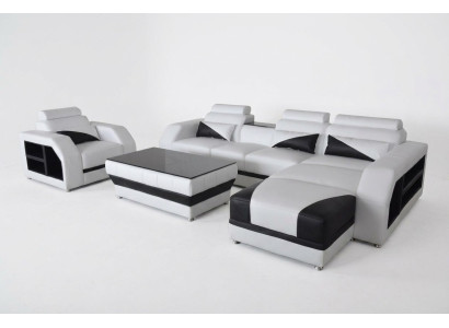 Leder Eck Sofa Garnitur Sofas Couchen Polster Wohnlandschaft Sessel Ecke