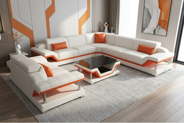 Eck Sofa Polster Couch Sitz Ecke Leder Garnitur Wohnlandschaft Moderne