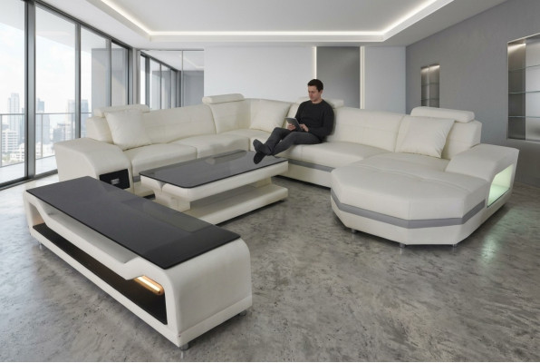 Leder Eck Sofa Polster Couchen Wohnlandschaft Luxus Garnitur Ecke Sofas Couch