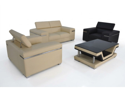 Wohn Couch Leder Sofa Landschaft Sitz Polster Garnitur Eck 2+1+1 Neu Sofas Set