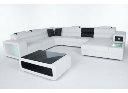 Design Leder Polster Ecke Leder Sitz Sofa Polster Eck Wohn Landschaft Zimmer Neu