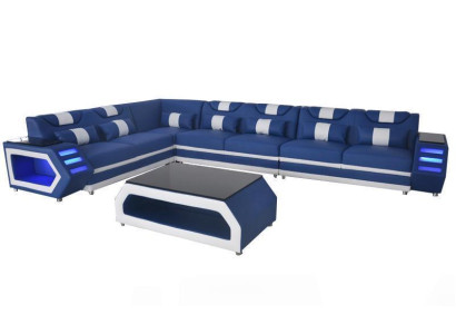 Designer Leder Polster Sitz Ecke Sofa Polster Eck Landschaft Zimmer XXL