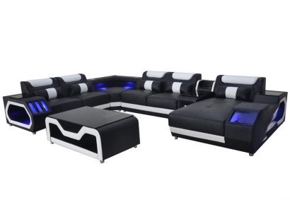 Design Leder Polster Sitz Ecke Leder Eck Landschaft Zimmer Neu Wohn Sofa Polster